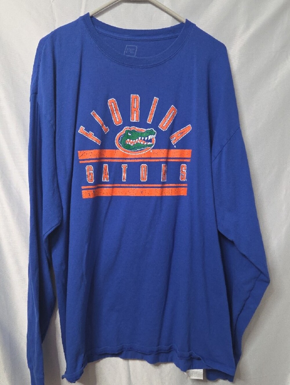 Men's Royal Blue Long Sleeve Tee with Orange Sleeve Stripe 2xlarge Sz [1734]